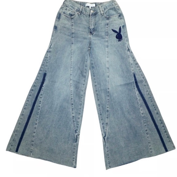 PLAYBOY Denim - Women's Playboy Vintage Wide Leg Jeans, Size 9, Light Wash, Y2K Streetwear